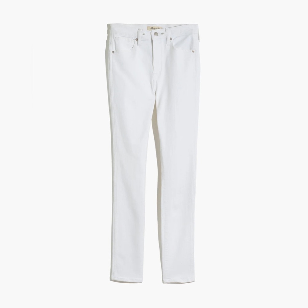 NWT Madewell 10" High-Rise Skinny Jeans in Pure White Stretch Denim 25